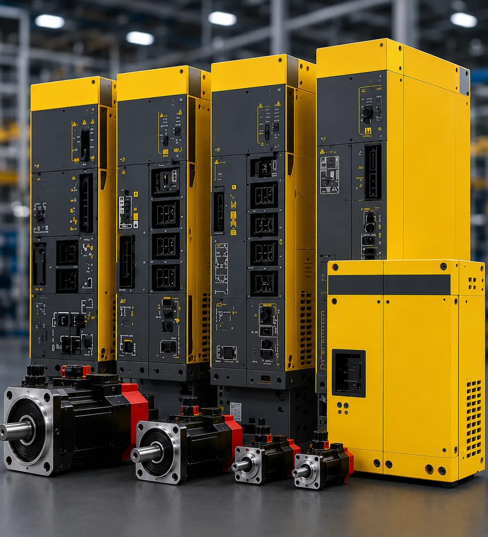 Servo amplifiers and servo motors of various frame sizes